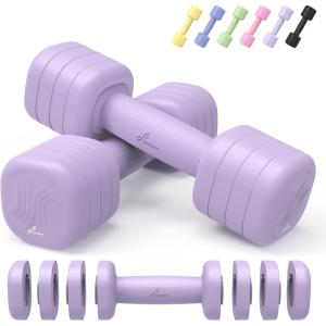 Adjustable Dumbbell Set of 2: Sportneer 4 in 1 Free Weights Dumbbells Set for Women, Hand Weights for Women at Home, Each 2lb 3lb 4lb 5lb Weights with Soft Rubber Handle for Home Gym Exercise Training(Aura Lavender)
