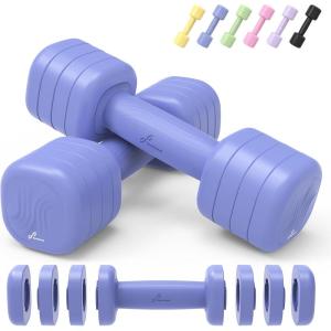 Adjustable Dumbbell Set of 2: Sportneer 4 in 1 Free Weights Dumbbells Set for Women, Hand Weights for Women at Home, Each 2lb 3lb 4lb 5lb Weights with Soft Rubber Handle for Home Gym Exercise Training(Bright Cornflower)