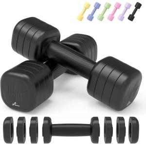 Adjustable Dumbbell Set of 2: Sportneer 4 in 1 Free Weights Dumbbells Set for Women, Hand Weights for Women at Home, Each 2lb 3lb 4lb 5lb Weights with Soft Rubber Handle for Home Gym Exercise Training(Twilight Black)