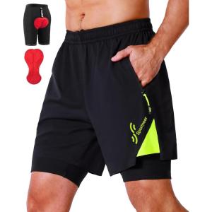 Sportneer Bike Shorts for Men – 3D Padded Lightweight MTB Fit Riding Biking Bicycle Biker Shorts with Zipper Pockets(Black)