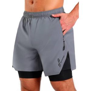 Sportneer Bike Shorts for Men – 3D Padded Lightweight MTB Fit Riding Biking Bicycle Biker Shorts with Zipper Pockets(Grey)