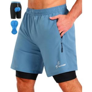 Sportneer Bike Shorts for Men – 3D Padded Lightweight MTB Fit Riding Biking Bicycle Biker Shorts with Zipper Pockets(Light Blue)