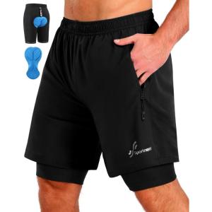 Sportneer Bike Shorts for Men – 3D Padded Lightweight MTB Fit Riding Biking Bicycle Biker Shorts with Zipper Pockets(Solid Black)