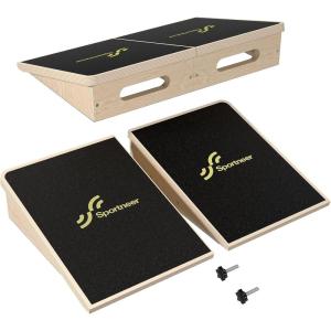 Sportneer Squat Wedge – Squat Wedge Block 1200 LBS – 15°/ 20° Slant Board for Squats Wooden Heel Elevated Board for Squats Weightliting Home Gym Squat Wedge Non-Slip(15°)