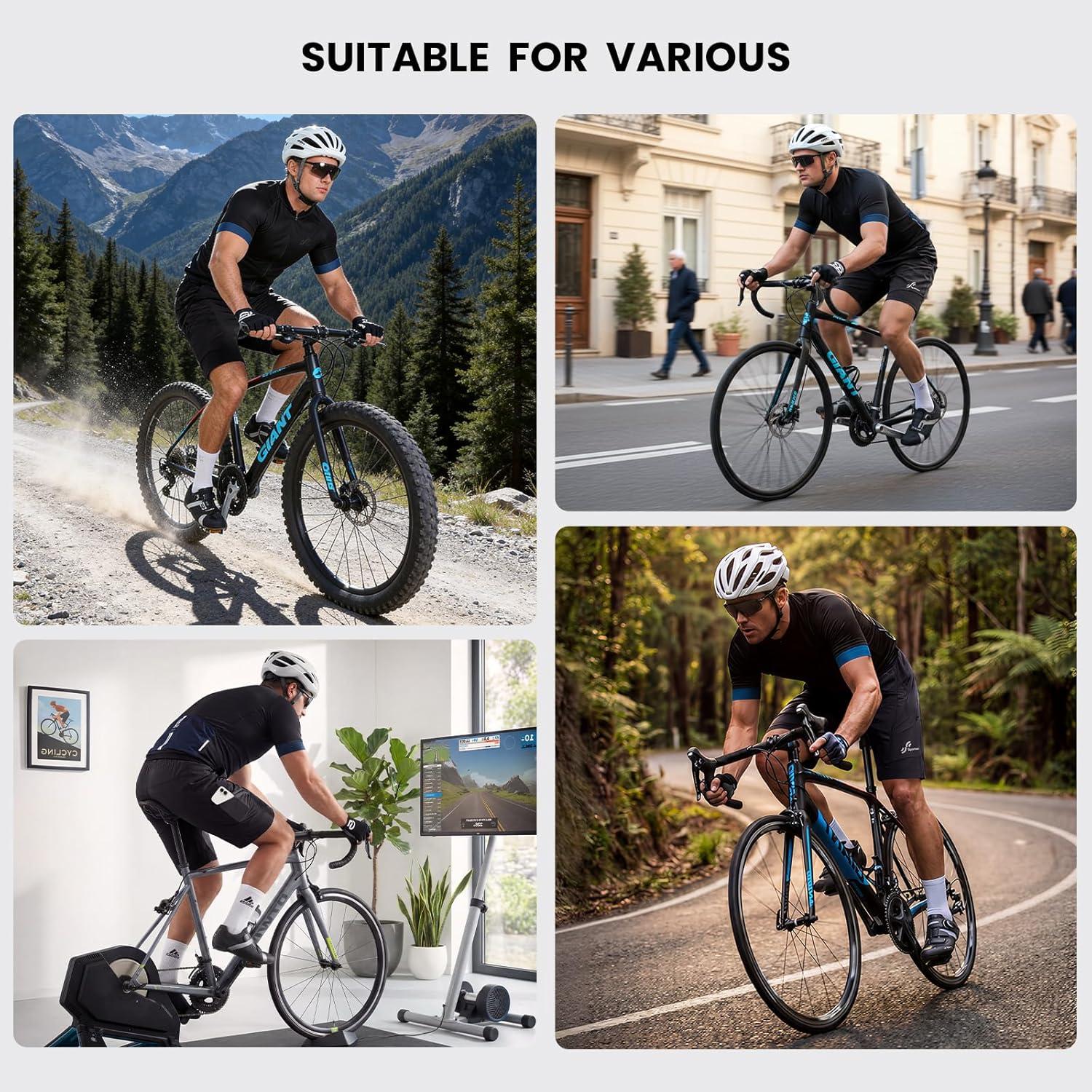 image:imageSportneer Bike Shorts for Men 3D Padded Lightweight Riding Biking Cycling Mountain Bike Shorts for Men with Zipper PocketsAll Black