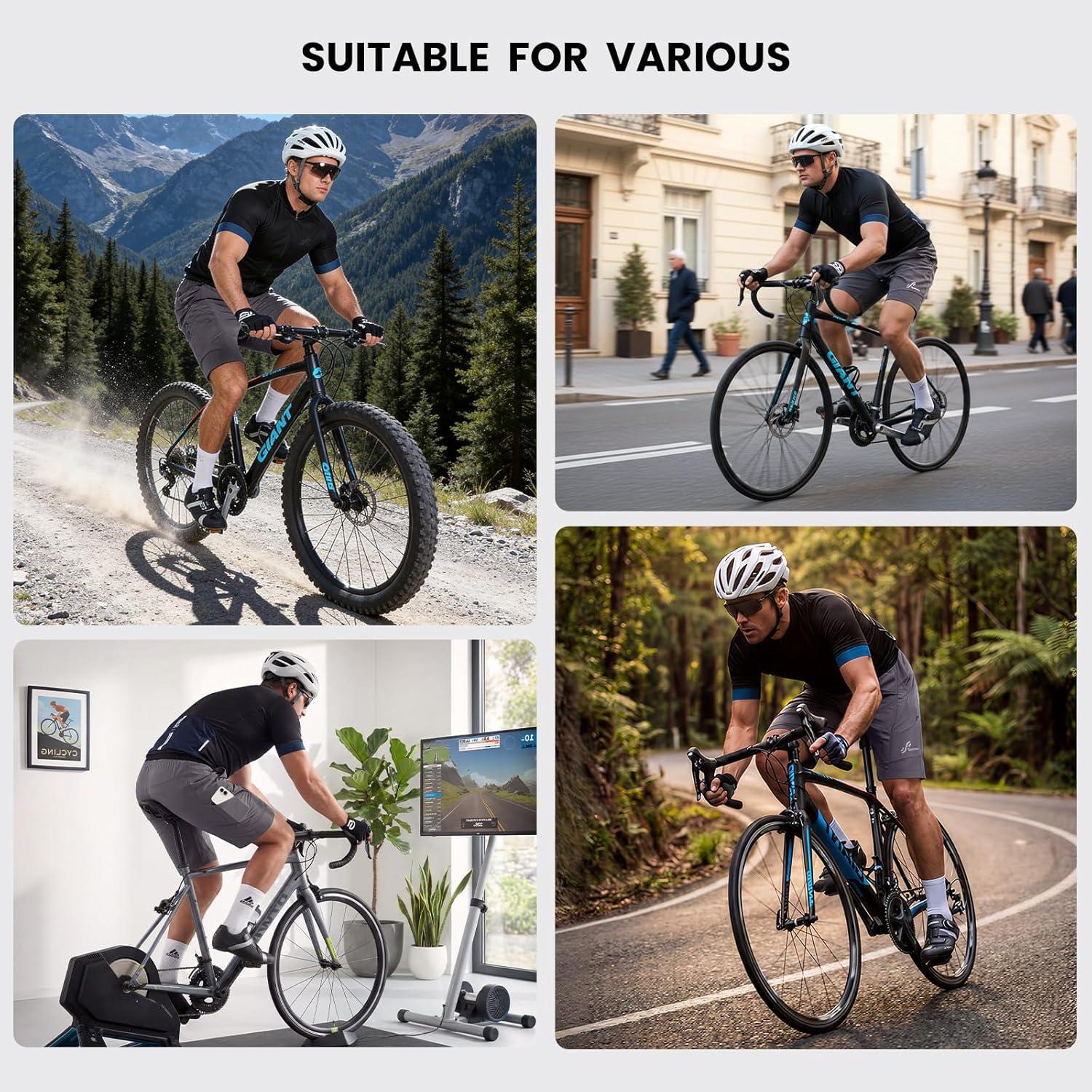image:imageSportneer Bike Shorts for Men 3D Padded Lightweight Riding Biking Cycling Mountain Bike Shorts for Men with Zipper PocketsAll Grey