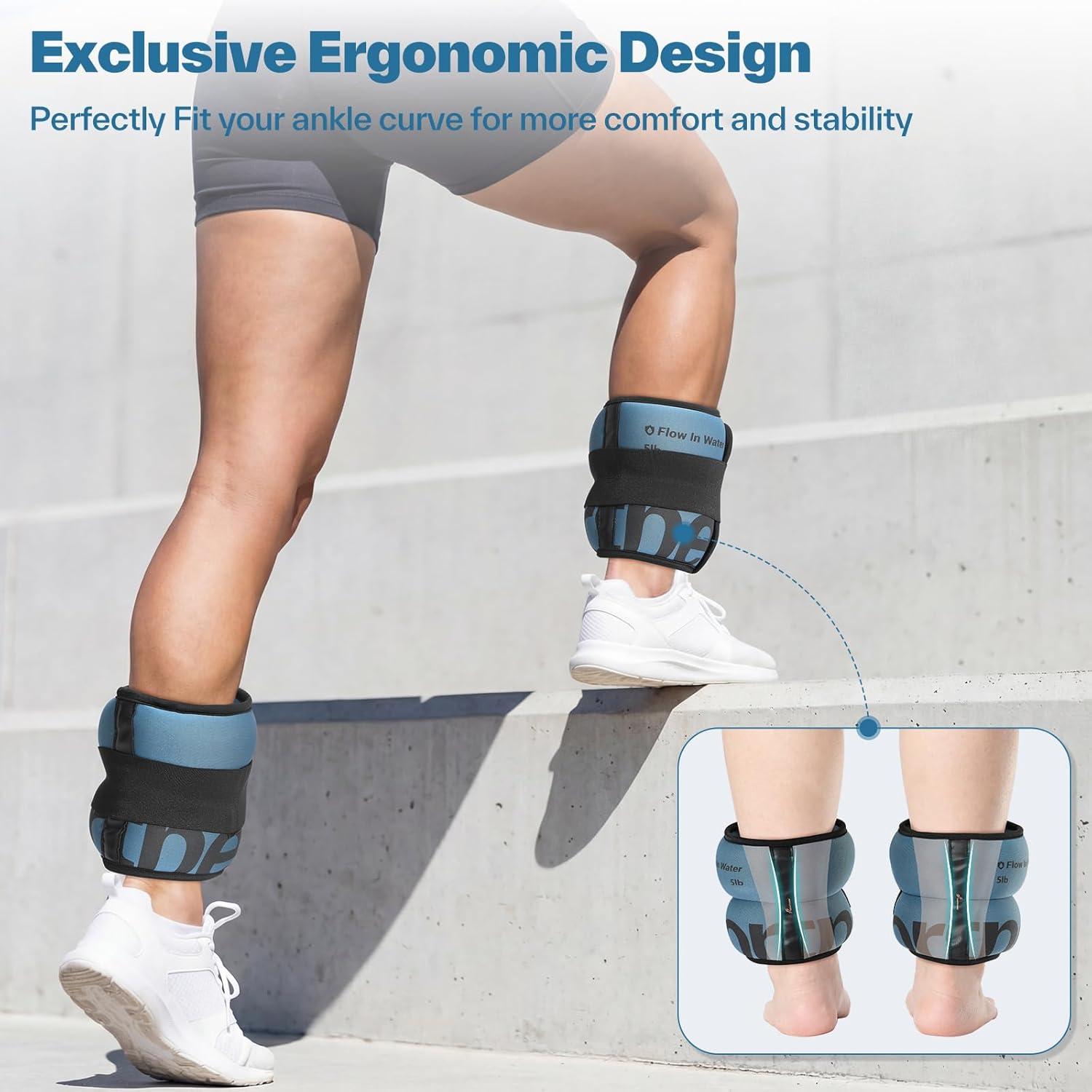 image:imageSportneer Ankle Weights for Men Women Strength Training 410 lbs Pair Leg Weights Set Comfortable and Soft Perfect for Dancing Running Walking Fitness WorkoutBlue
