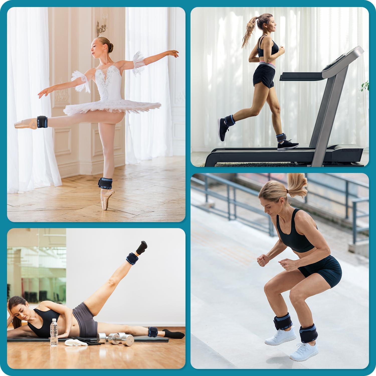 image:imageSportneer Ankle Weights for Men Women Strength Training 410 lbs Pair Leg Weights Set Comfortable and Soft Perfect for Dancing Running Walking Fitness WorkoutBlue