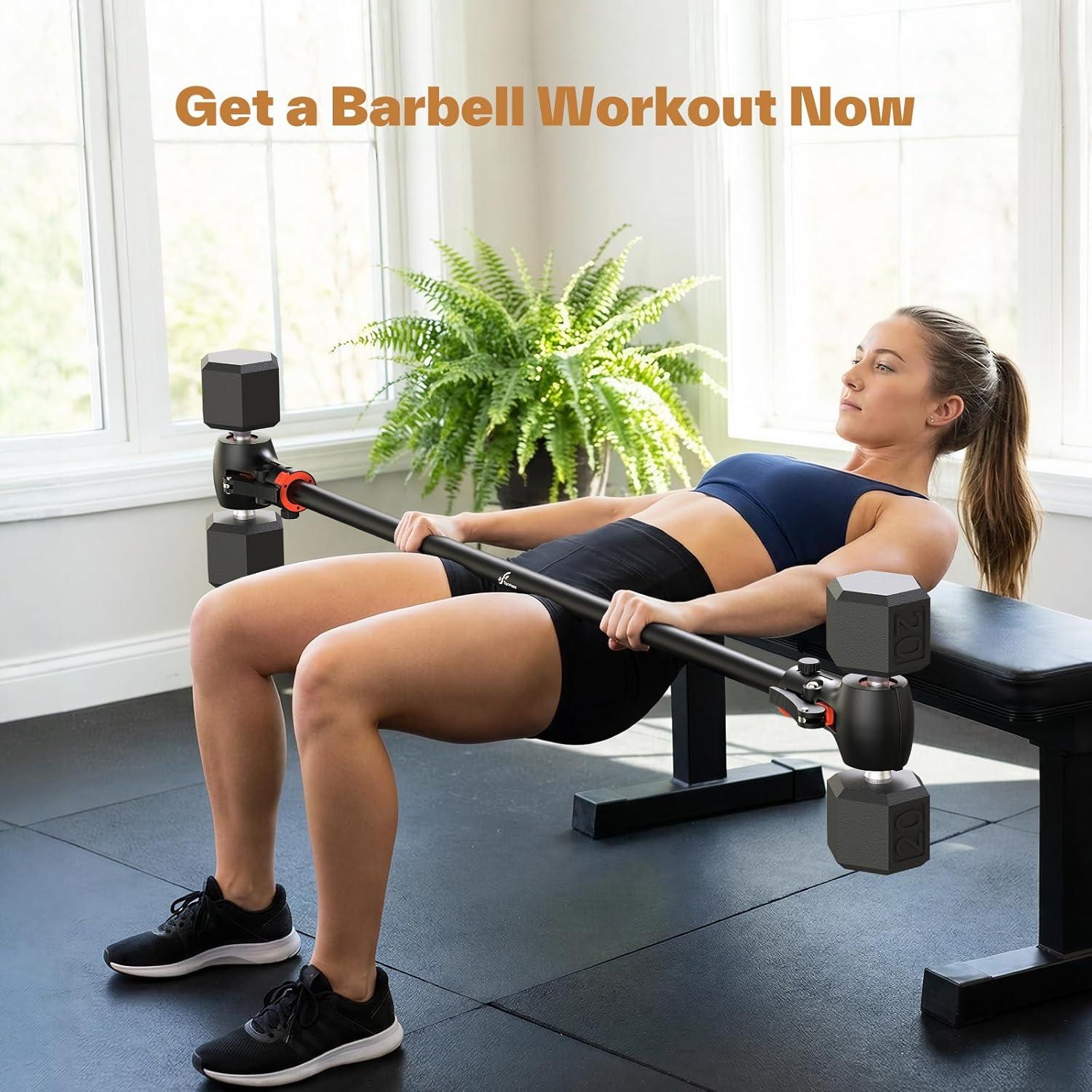 image:imageSportneer Dumbbell to Barbell Converter Bar HeavyDuty Adjustable Fit ToolFree Setup Up to 200 lb Capacity barbell converter Bar for Squats Bench Press Deadlifts Home Gym