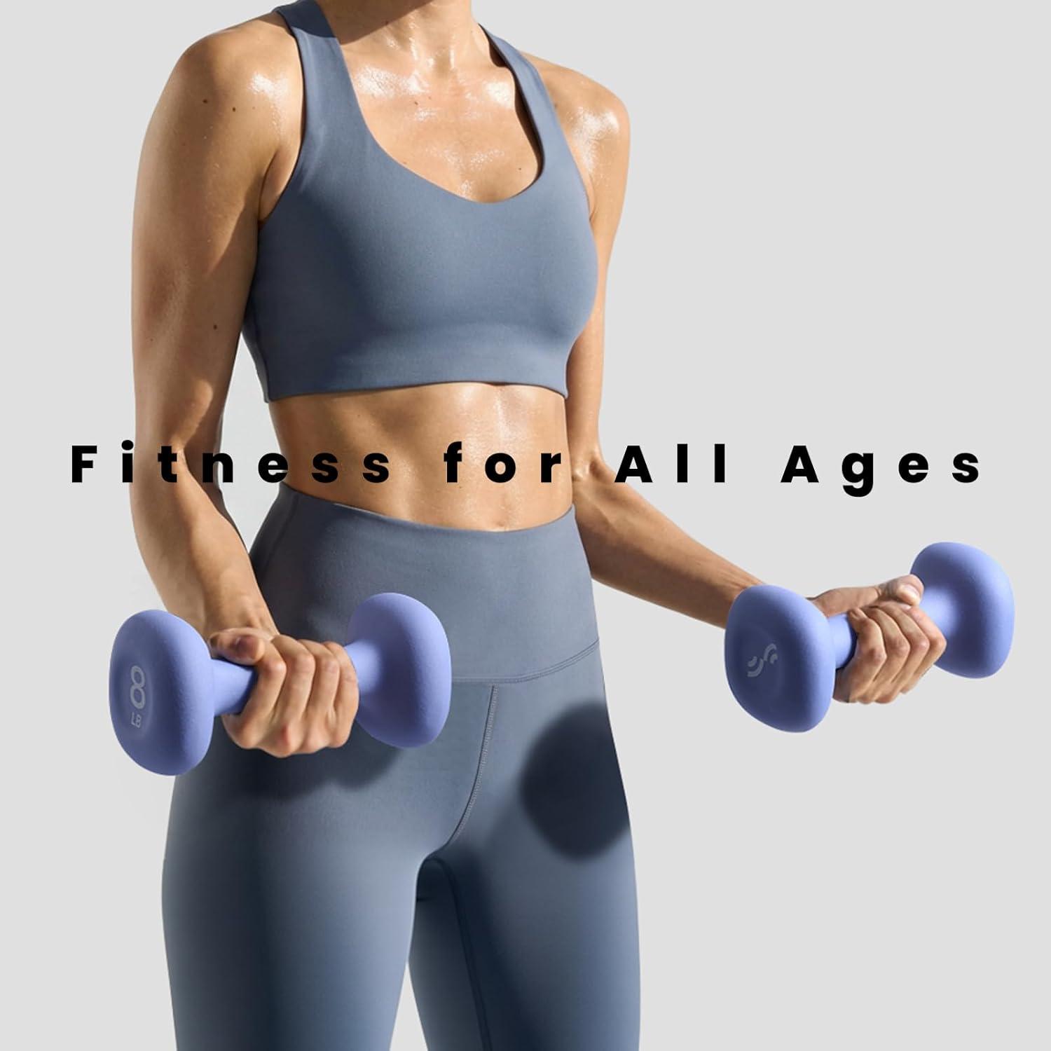 image:imageSportneer Neoprene Dumbbells Set of 2 23 5 8 10lb Hand Weights for Women NonSlip Ergonomic Design AntiRoll Square Shape at home weights for womenBright Cornflower