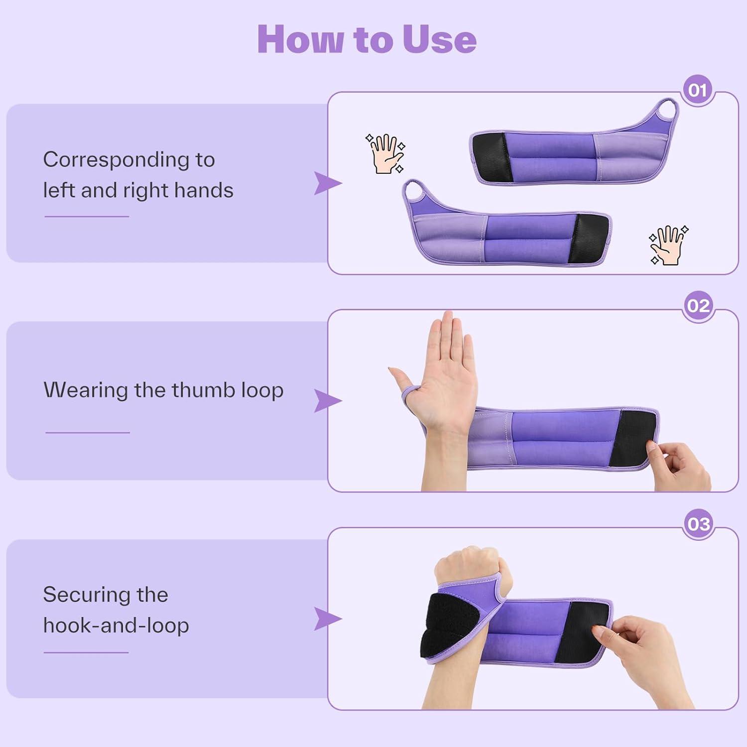 image:imageSportneer Wrist Weights with Thumb Loops Lock for Men Women 2 LBS 4 LBS Pair Arm Hand Weights for Running Walking Jogging Physical Therapy Gym Strength Training Cardio Exercise Increase Wrist amp Hand ResistancePurple