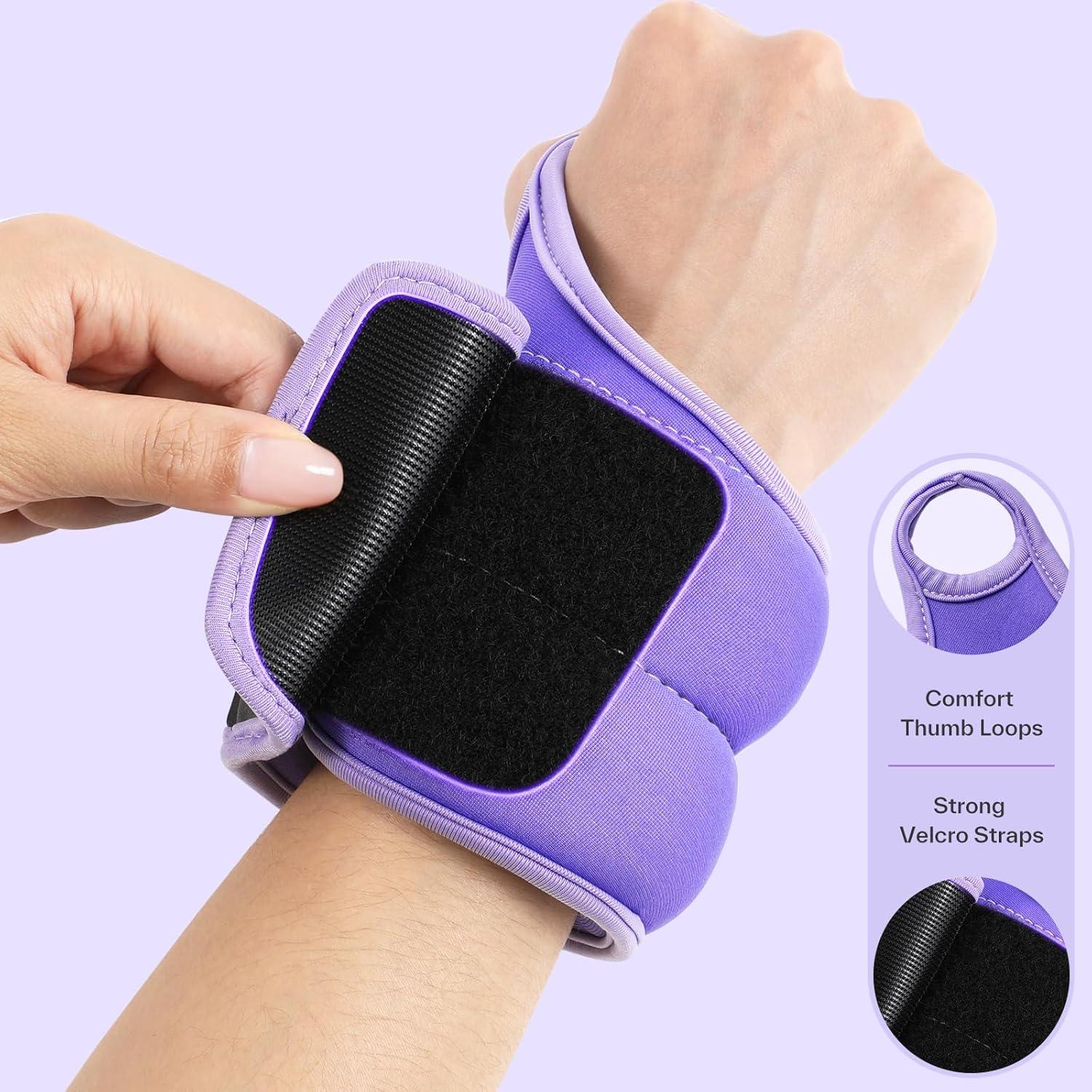 image:imageSportneer Wrist Weights with Thumb Loops Lock for Men Women 2 LBS 4 LBS Pair Arm Hand Weights for Running Walking Jogging Physical Therapy Gym Strength Training Cardio Exercise Increase Wrist amp Hand ResistancePurple