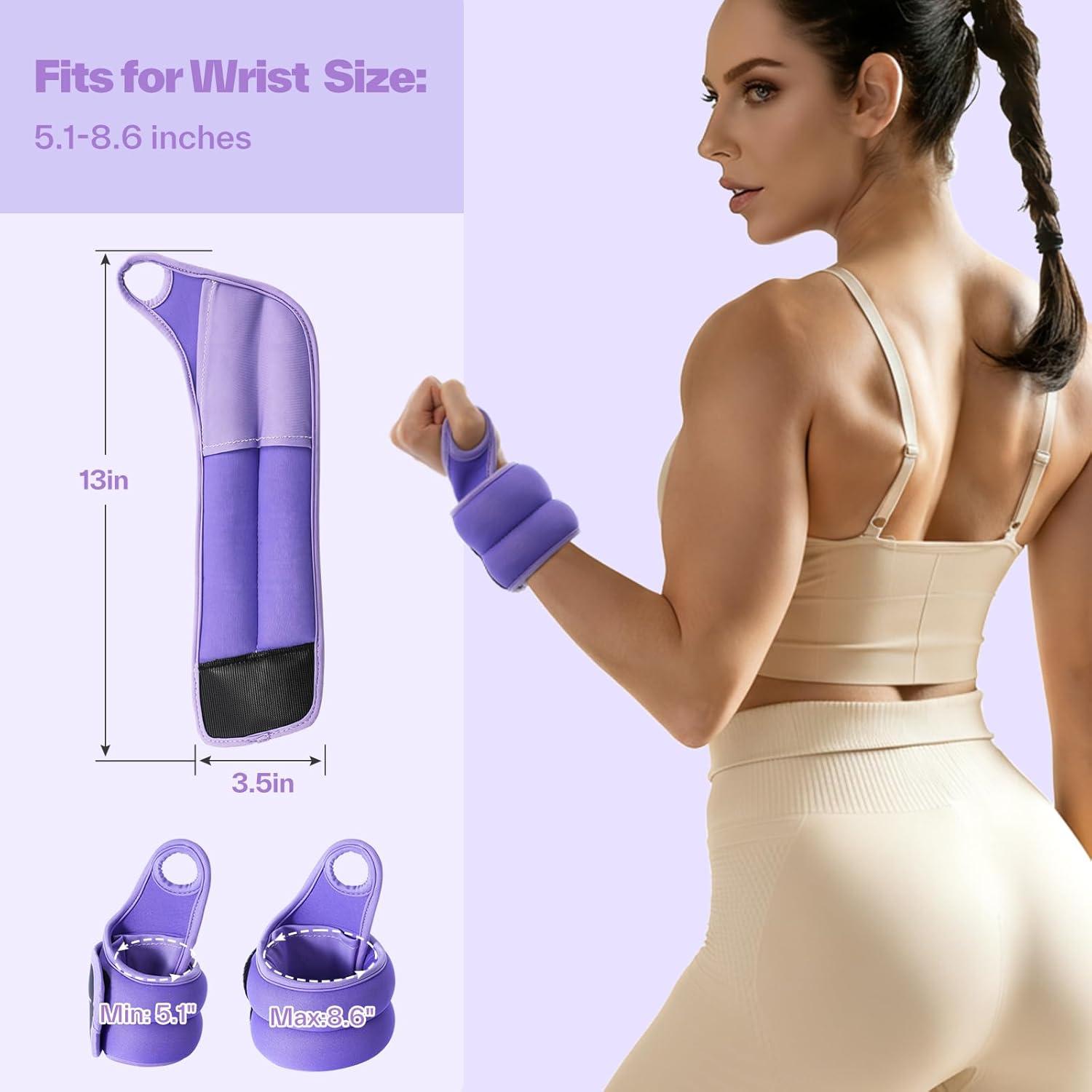 image:imageSportneer Wrist Weights with Thumb Loops Lock for Men Women 2 LBS 4 LBS Pair Arm Hand Weights for Running Walking Jogging Physical Therapy Gym Strength Training Cardio Exercise Increase Wrist amp Hand ResistancePurple