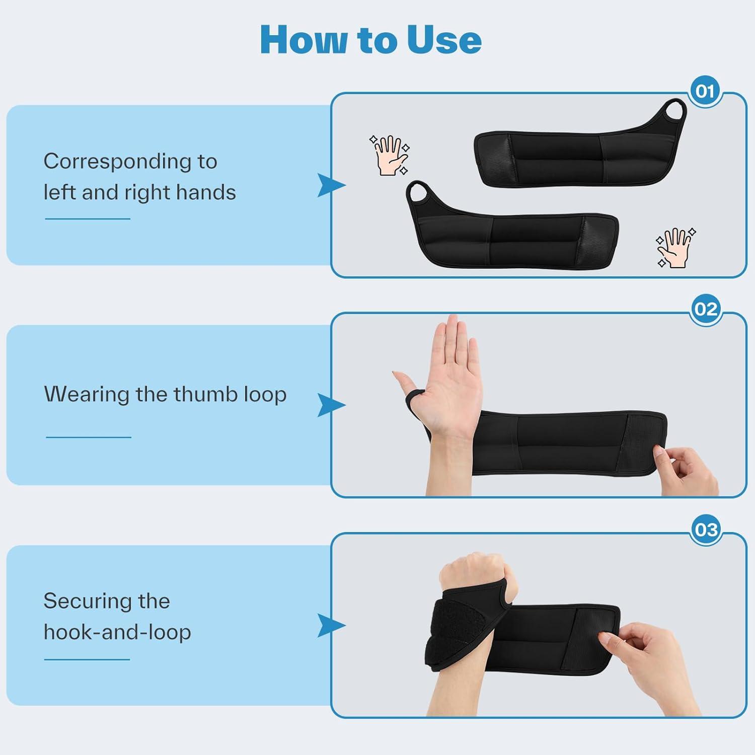 image:imageSportneer Wrist Weights with Thumb Loops Lock for Men Women 2 LBS 4 LBS Pair Arm Hand Weights for Running Walking Jogging Physical Therapy Gym Strength Training Cardio Exercise Increase Wrist amp Hand ResistanceBlack