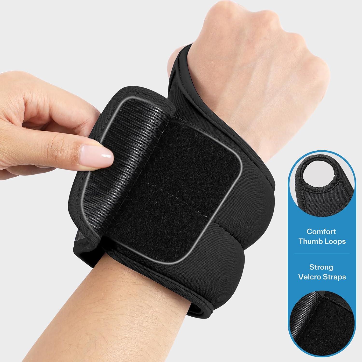 image:imageSportneer Wrist Weights with Thumb Loops Lock for Men Women 2 LBS 4 LBS Pair Arm Hand Weights for Running Walking Jogging Physical Therapy Gym Strength Training Cardio Exercise Increase Wrist amp Hand ResistanceBlack