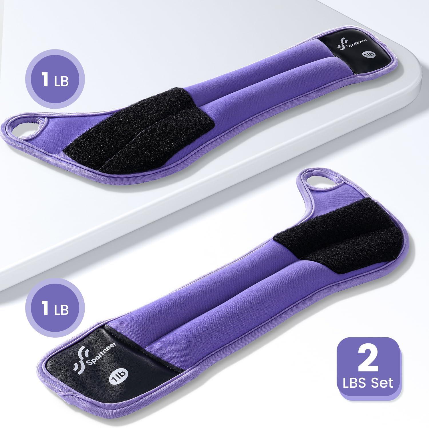 image:imageSportneer Wrist Weights with Thumb Loops Lock for Men Women 2 LBS 4 LBS Pair Arm Hand Weights for Running Walking Jogging Physical Therapy Gym Strength Training Cardio Exercise Increase Wrist amp Hand ResistancePurple