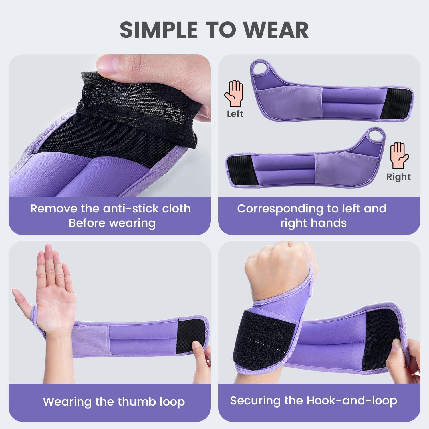 image:imageSportneer Wrist Weights with Thumb Loops Lock for Men Women 2 LBS 4 LBS Pair Arm Hand Weights for Running Walking Jogging Physical Therapy Gym Strength Training Cardio Exercise Increase Wrist amp Hand ResistancePurple