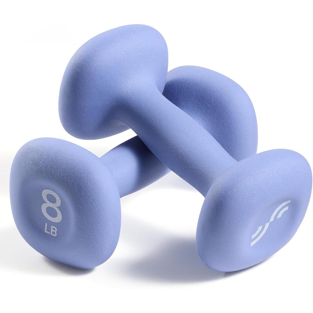 image:imageSportneer Neoprene Dumbbells Set of 2 23 5 8 10lb Hand Weights for Women NonSlip Ergonomic Design AntiRoll Square Shape at home weights for womenBright Cornflower