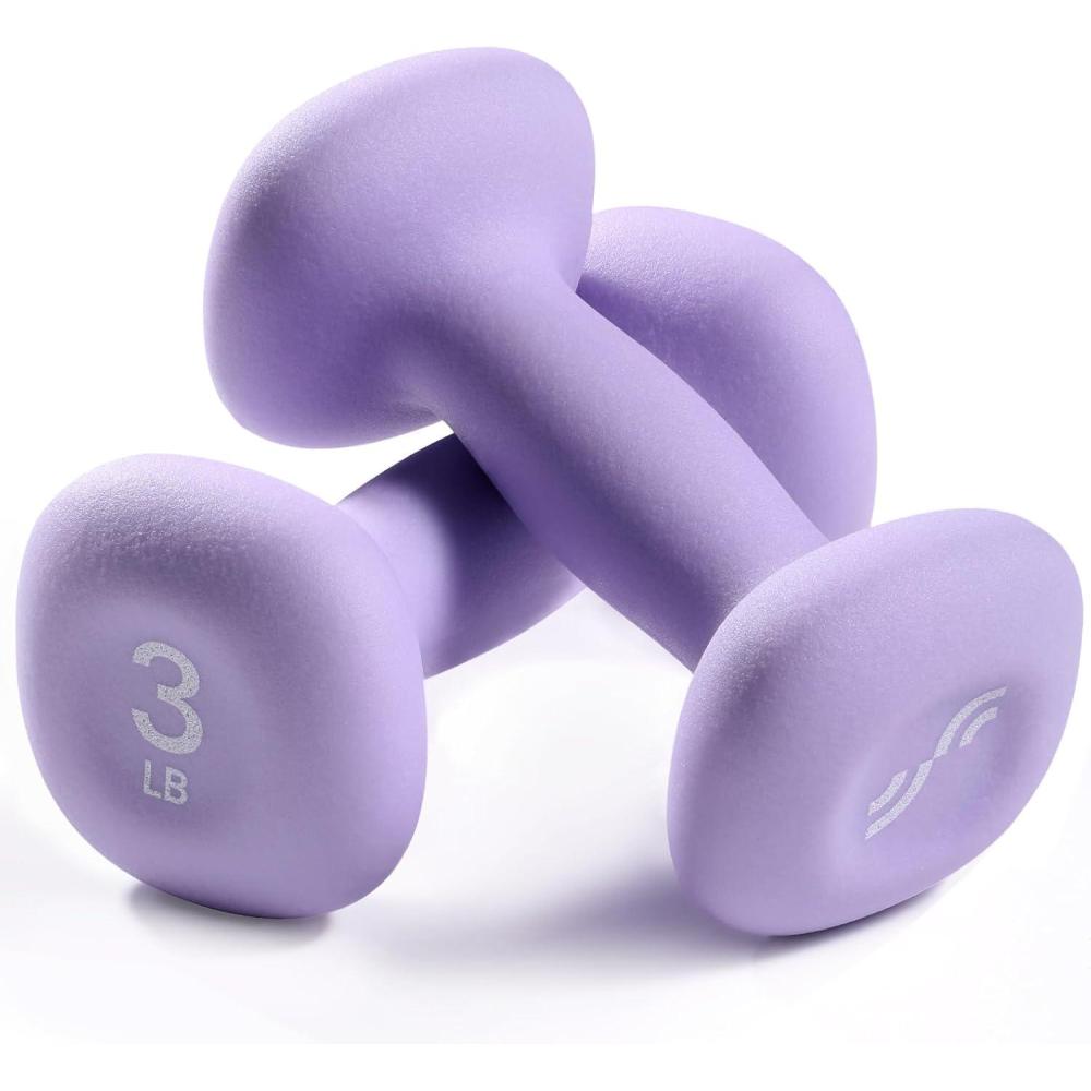 image:imageSportneer Neoprene Dumbbells Set of 2 23 5 8 10lb Hand Weights for Women NonSlip Ergonomic Design AntiRoll Square Shape at home weights for womenPurple