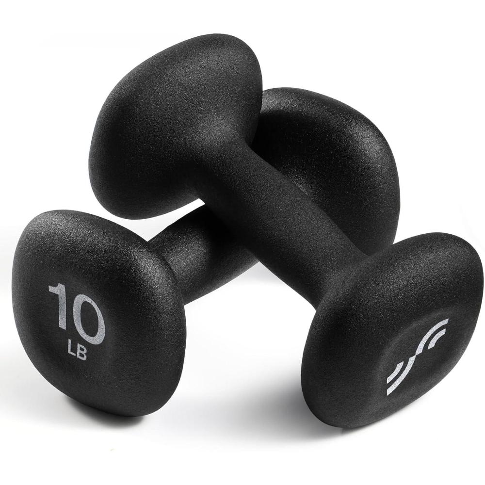 image:imageSportneer Neoprene Dumbbells Set of 2 23 5 8 10lb Hand Weights for Women NonSlip Ergonomic Design AntiRoll Square Shape at home weights for womenTwilight Black