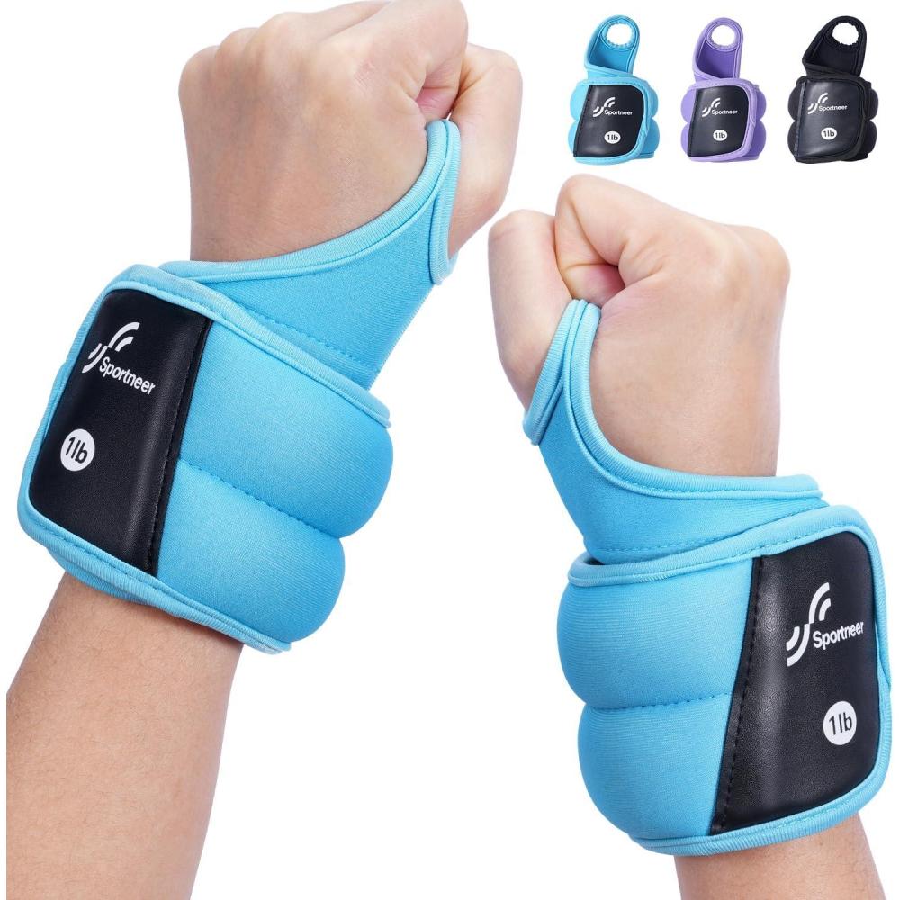 image:imageSportneer Wrist Weights with Thumb Loops Lock for Men Women 2 LBS 4 LBS Pair Arm Hand Weights for Running Walking Jogging Physical Therapy Gym Strength Training Cardio Exercise Increase Wrist amp Hand ResistanceBlue