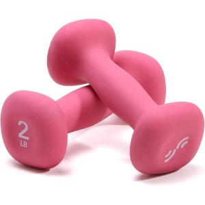 Sportneer Neoprene Dumbbells Set of 2, 2,3, 5, 8, 10lb Hand Weights for Women, Non-Slip Ergonomic Design, Anti-Roll Square Shape at home weights for women(Petal Blush)