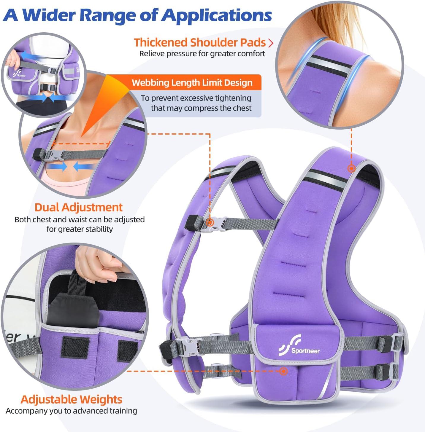 image:imageSportneer Adjustable Weighted Vest Woman 610lb1018lb Weighted Walking Vest for Women with 48 Weight Packs Fast Adjust Comfortable Weight Vest for Home Gym Burn Calories Strength Training VestsPurple