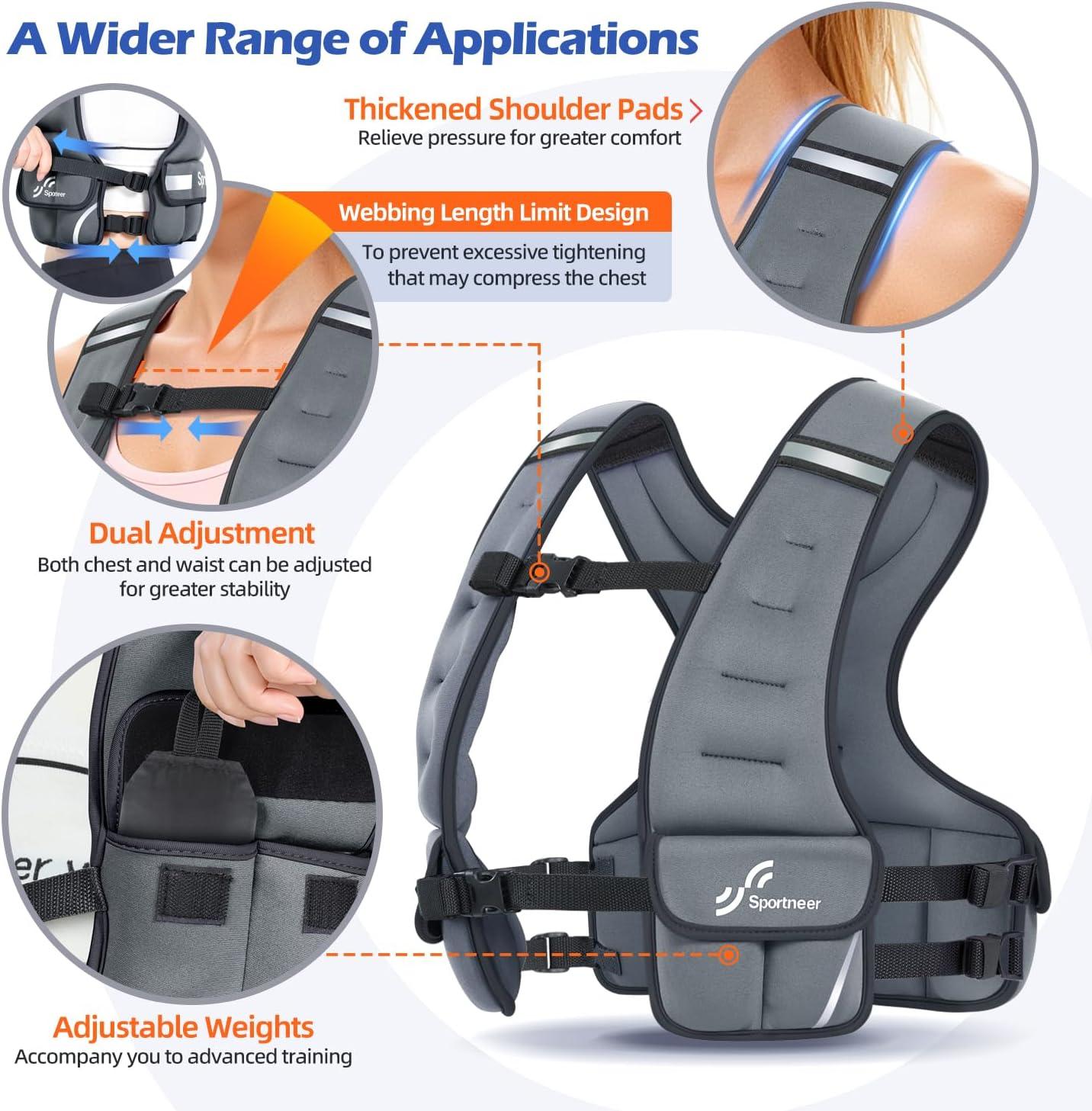 image:imageSportneer Adjustable Weighted Vest Woman 610lb1018lb Weighted Walking Vest for Women with 48 Weight Packs Fast Adjust Comfortable Weight Vest for Home Gym Burn Calories Strength Training VestsGray