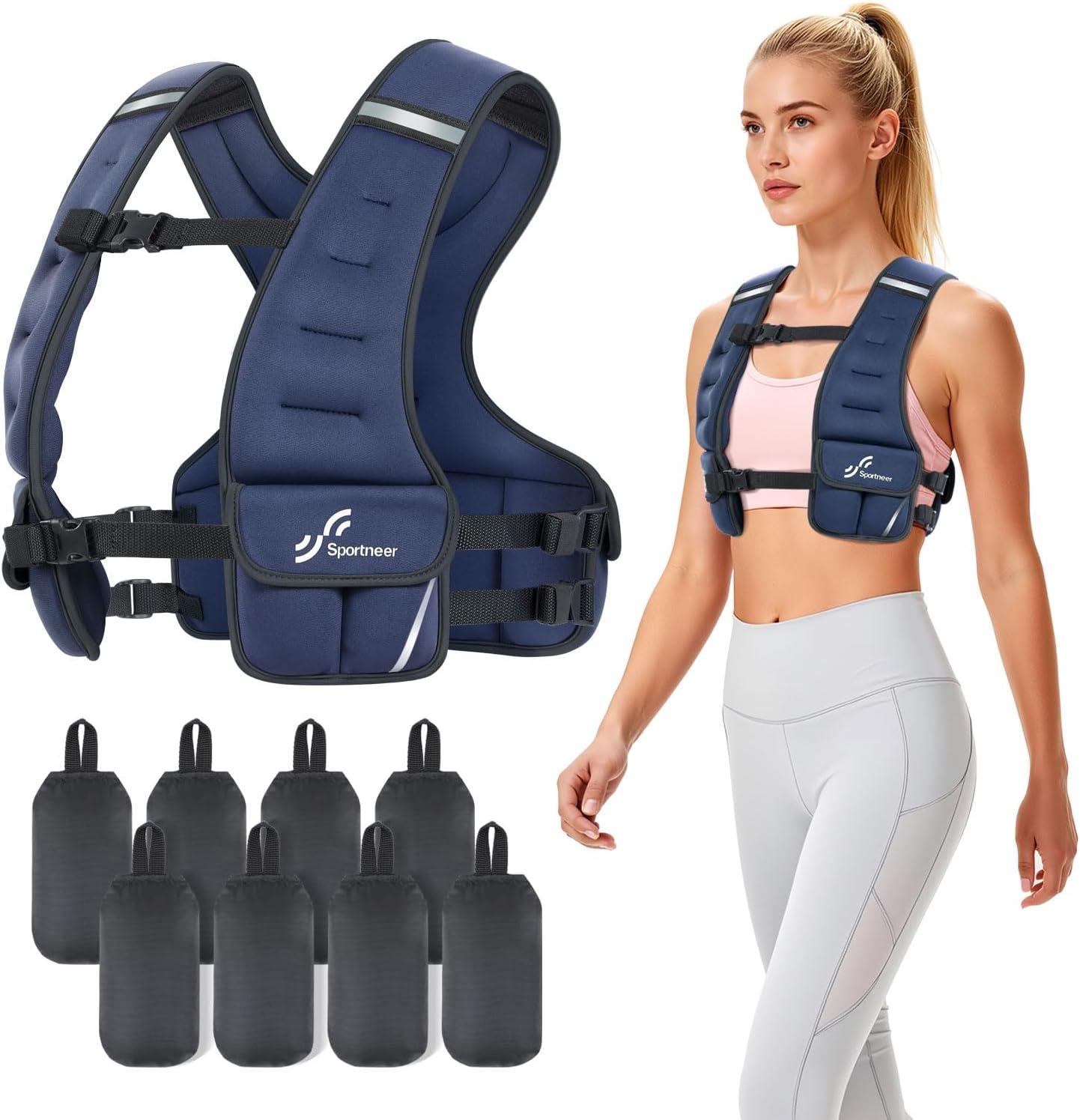 image:imageSportneer Adjustable Weighted Vest Woman 610lb1018lb Weighted Walking Vest for Women with 48 Weight Packs Fast Adjust Comfortable Weight Vest for Home Gym Burn Calories Strength Training VestsBlue