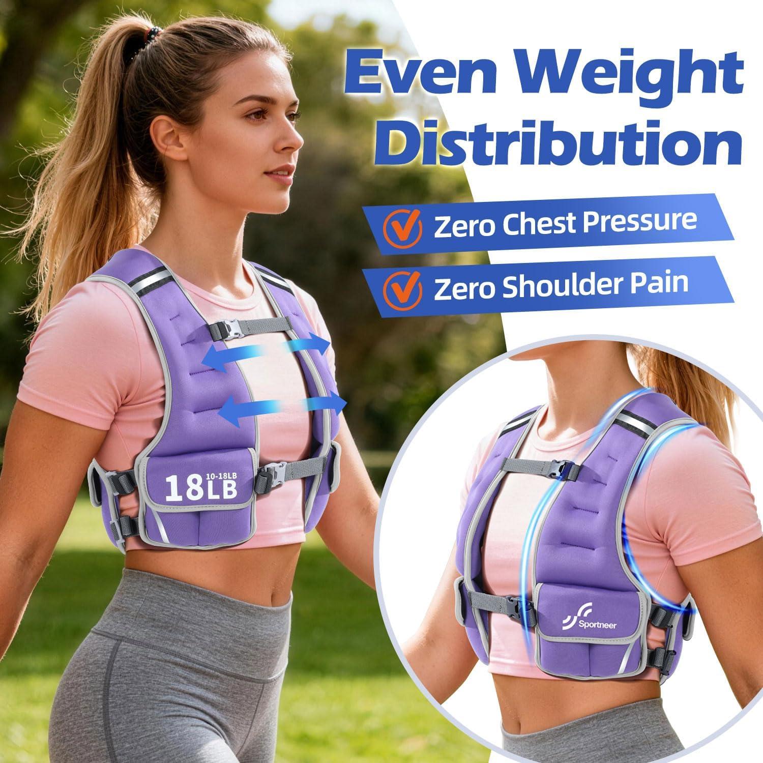 image:imageSportneer Adjustable Weighted Vest Woman 610lb1018lb Weighted Walking Vest for Women with 48 Weight Packs Fast Adjust Comfortable Weight Vest for Home Gym Burn Calories Strength Training VestsPurple