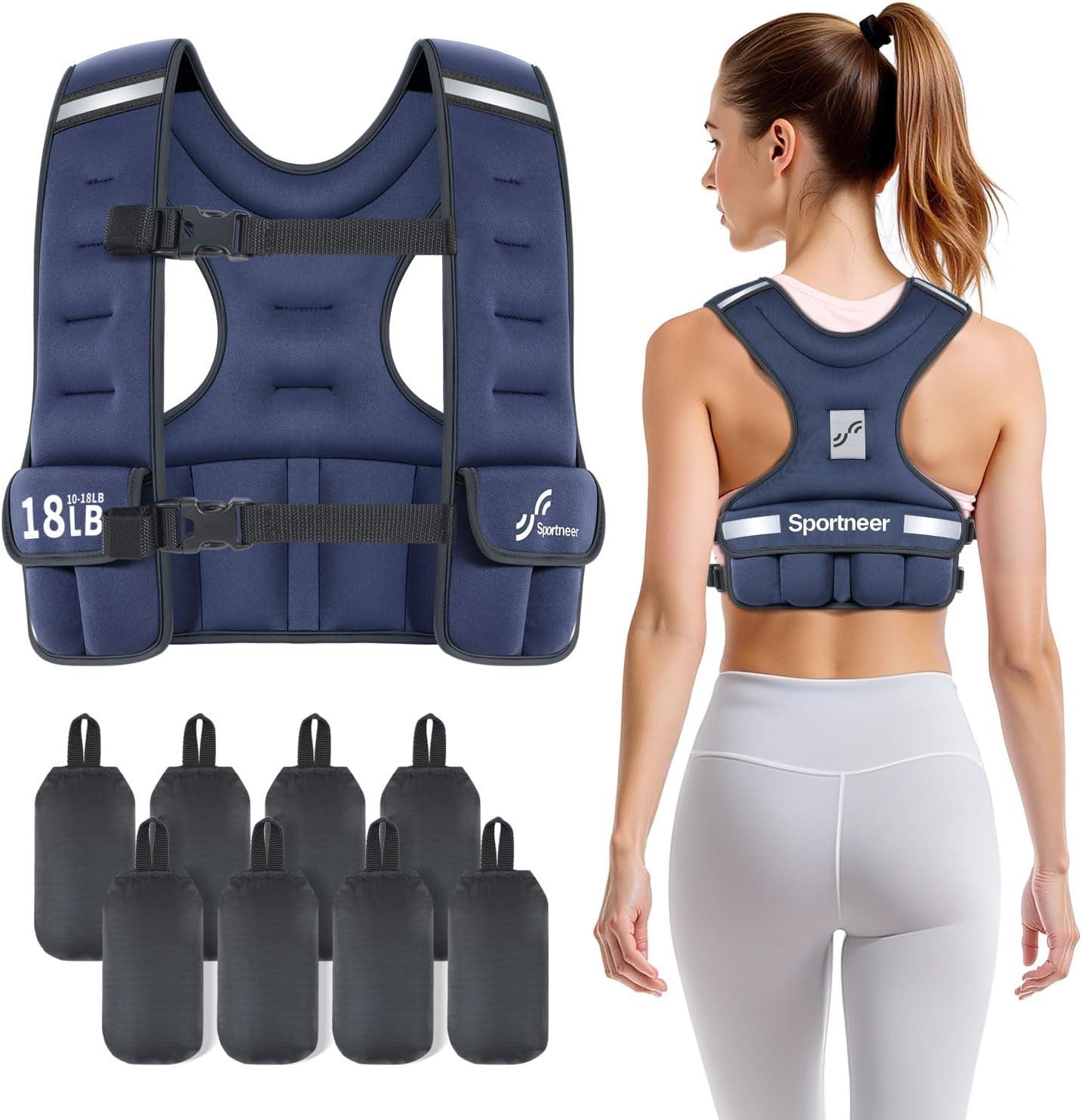 image:imageSportneer Adjustable Weighted Vest Woman 610lb1018lb Weighted Walking Vest for Women with 48 Weight Packs Fast Adjust Comfortable Weight Vest for Home Gym Burn Calories Strength Training VestsBlue