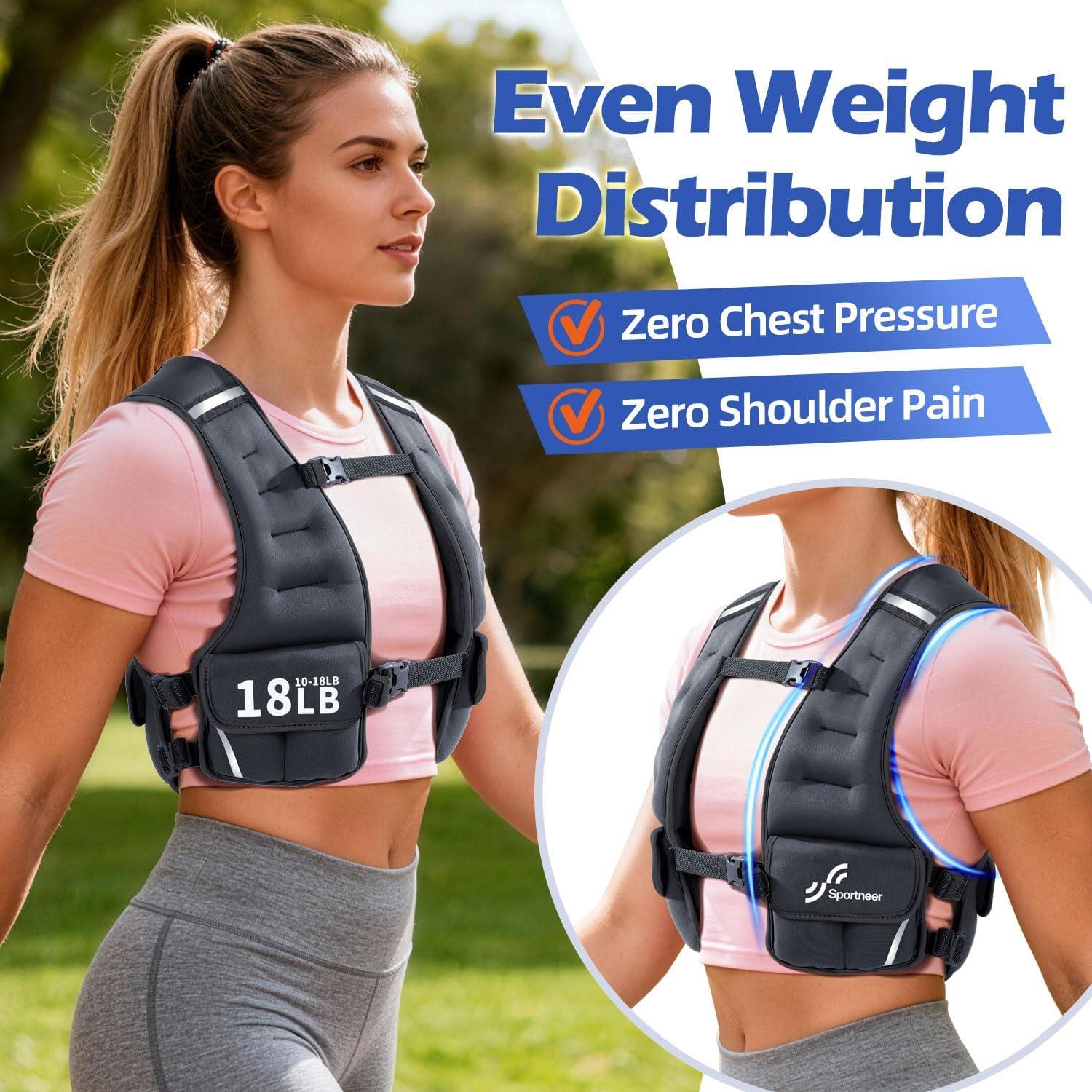 image:imageSportneer Adjustable Weighted Vest Woman 610lb1018lb Weighted Walking Vest for Women with 48 Weight Packs Fast Adjust Comfortable Weight Vest for Home Gym Burn Calories Strength Training VestsBlack