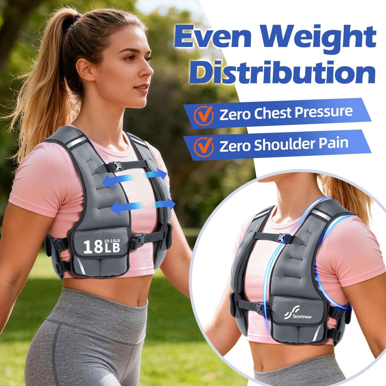 image:imageSportneer Adjustable Weighted Vest Woman 610lb1018lb Weighted Walking Vest for Women with 48 Weight Packs Fast Adjust Comfortable Weight Vest for Home Gym Burn Calories Strength Training VestsGray