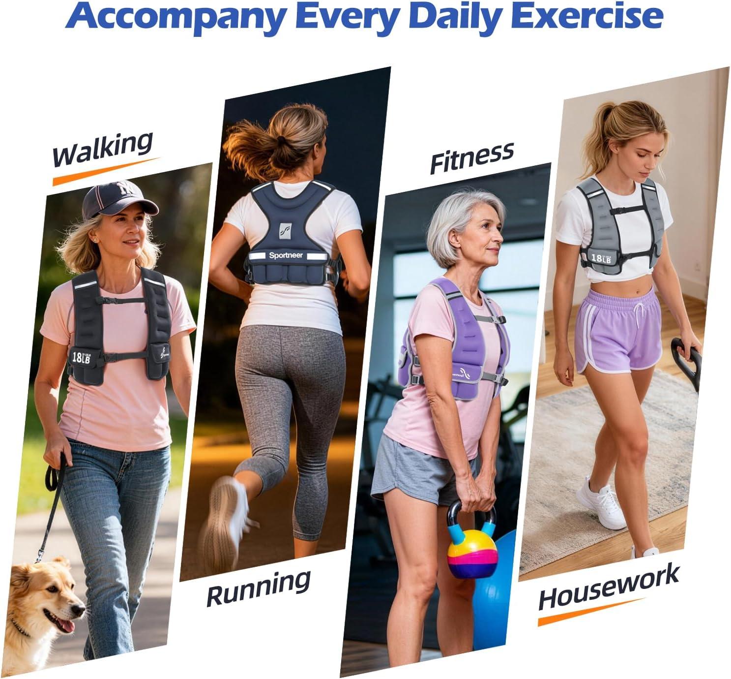image:imageSportneer Adjustable Weighted Vest Woman 610lb1018lb Weighted Walking Vest for Women with 48 Weight Packs Fast Adjust Comfortable Weight Vest for Home Gym Burn Calories Strength Training VestsBlack