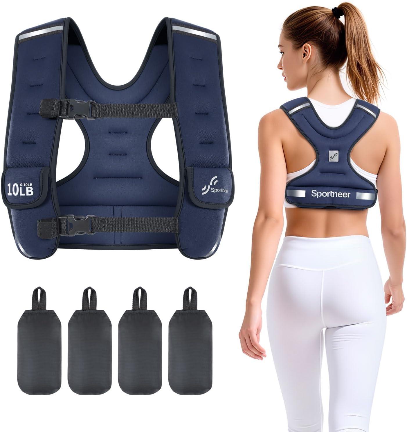 image:imageSportneer Adjustable Weighted Vest Woman 610lb1018lb Weighted Walking Vest for Women with 48 Weight Packs Fast Adjust Comfortable Weight Vest for Home Gym Burn Calories Strength Training VestsBlue
