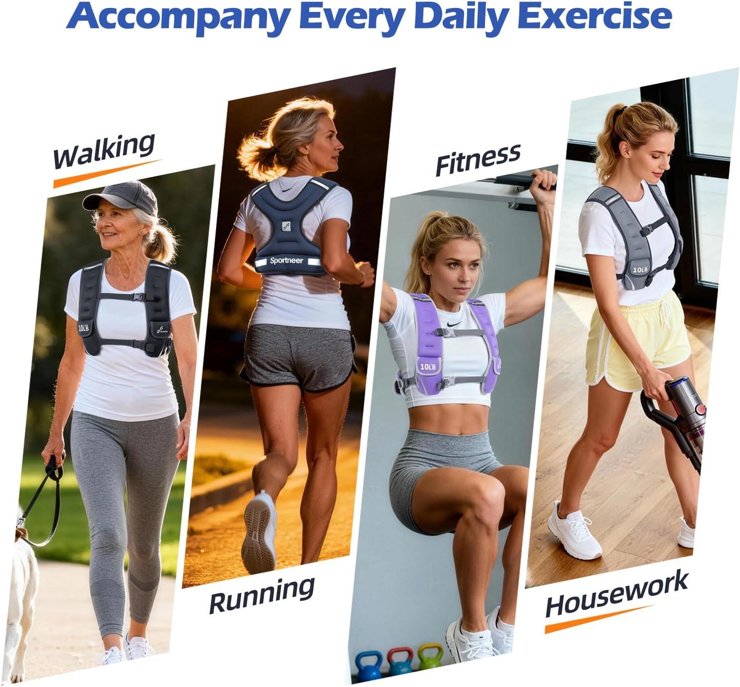image:imageSportneer Adjustable Weighted Vest Woman 610lb1018lb Weighted Walking Vest for Women with 48 Weight Packs Fast Adjust Comfortable Weight Vest for Home Gym Burn Calories Strength Training VestsGray