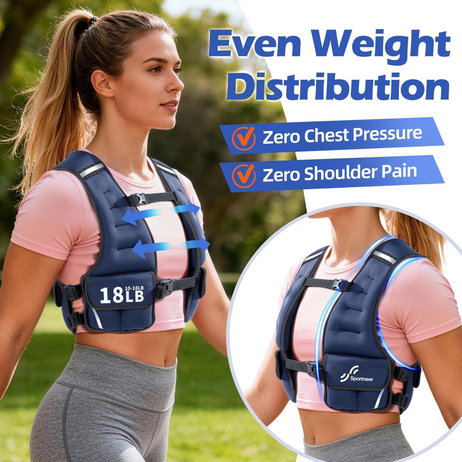 image:imageSportneer Adjustable Weighted Vest Woman 610lb1018lb Weighted Walking Vest for Women with 48 Weight Packs Fast Adjust Comfortable Weight Vest for Home Gym Burn Calories Strength Training VestsBlue