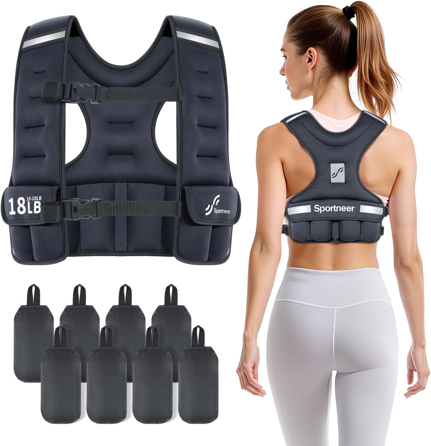 image:imageSportneer Adjustable Weighted Vest Woman 610lb1018lb Weighted Walking Vest for Women with 48 Weight Packs Fast Adjust Comfortable Weight Vest for Home Gym Burn Calories Strength Training VestsBlack