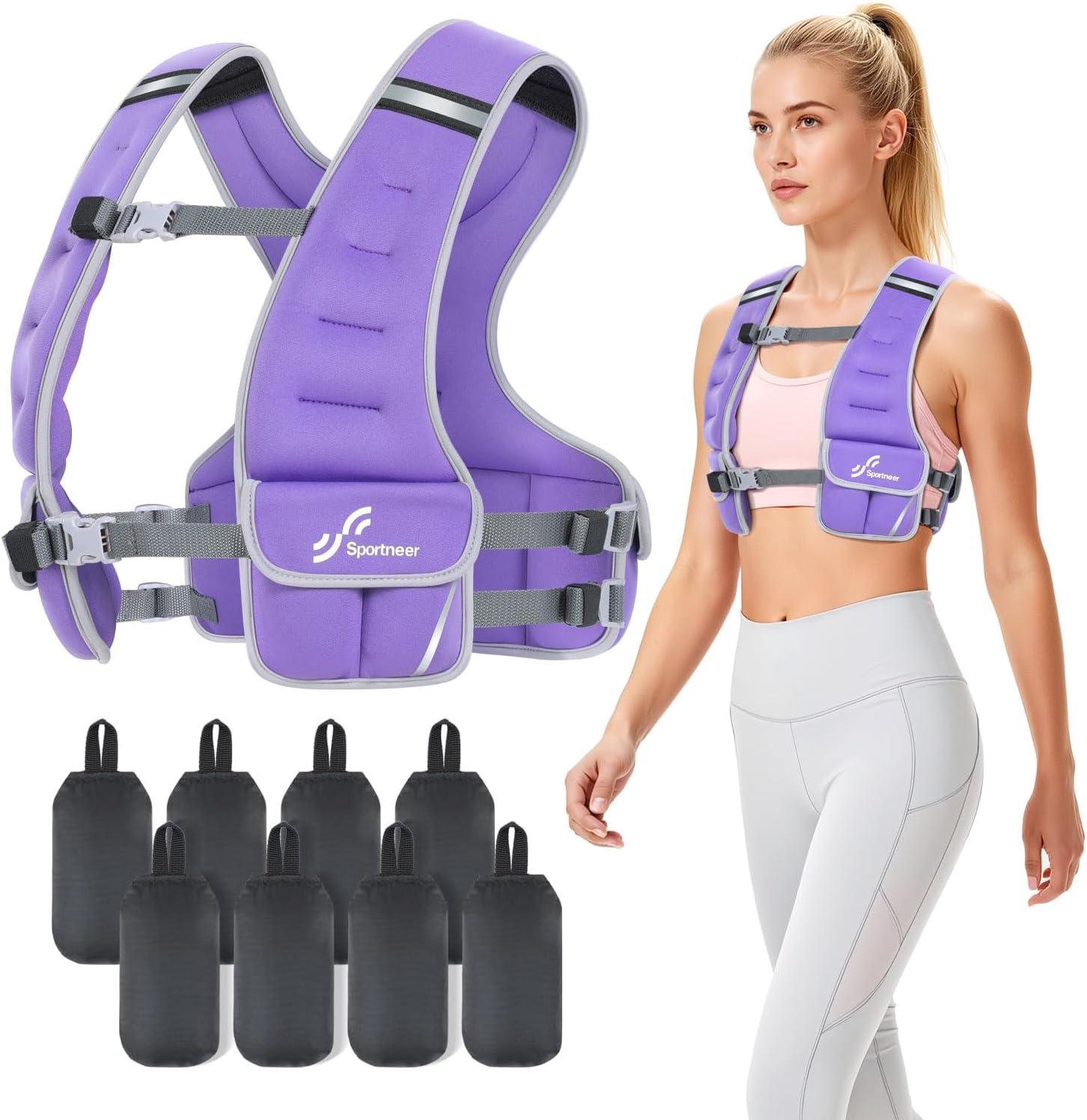 image:imageSportneer Adjustable Weighted Vest Woman 610lb1018lb Weighted Walking Vest for Women with 48 Weight Packs Fast Adjust Comfortable Weight Vest for Home Gym Burn Calories Strength Training VestsPurple