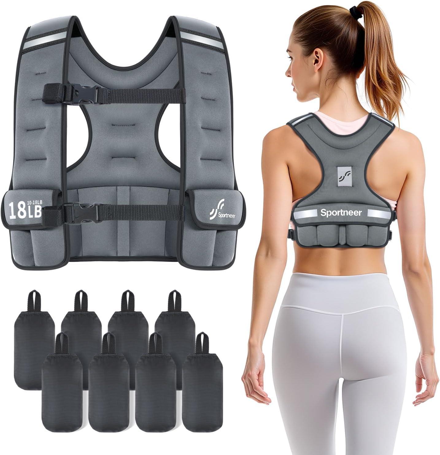 image:imageSportneer Adjustable Weighted Vest Woman 610lb1018lb Weighted Walking Vest for Women with 48 Weight Packs Fast Adjust Comfortable Weight Vest for Home Gym Burn Calories Strength Training VestsGray