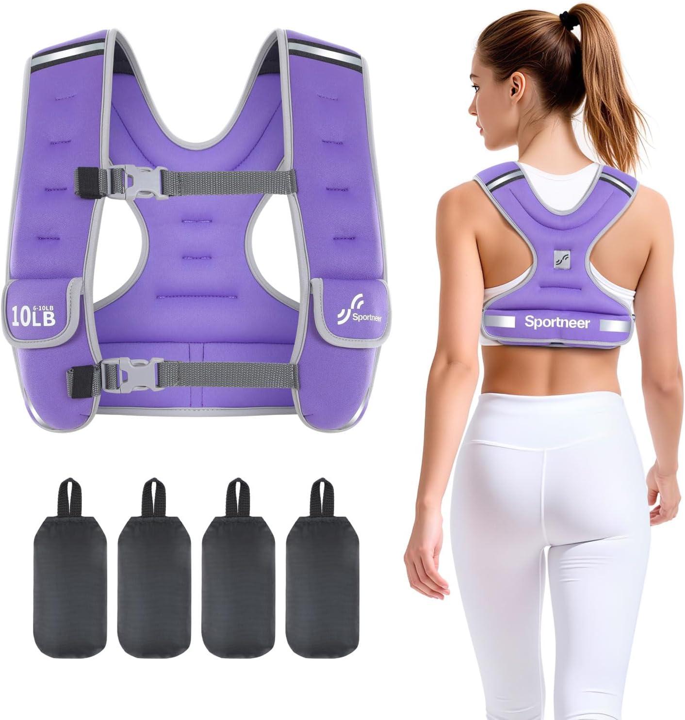 image:imageSportneer Adjustable Weighted Vest Woman 610lb1018lb Weighted Walking Vest for Women with 48 Weight Packs Fast Adjust Comfortable Weight Vest for Home Gym Burn Calories Strength Training VestsPurple