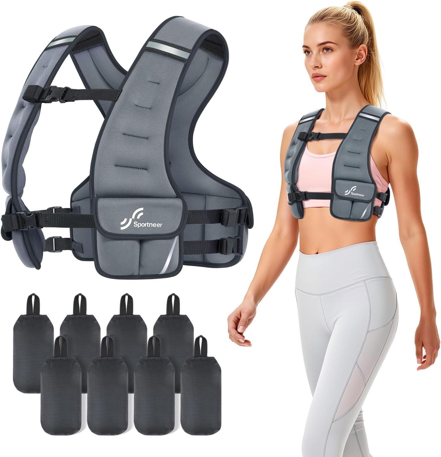 image:imageSportneer Adjustable Weighted Vest Woman 610lb1018lb Weighted Walking Vest for Women with 48 Weight Packs Fast Adjust Comfortable Weight Vest for Home Gym Burn Calories Strength Training VestsGray