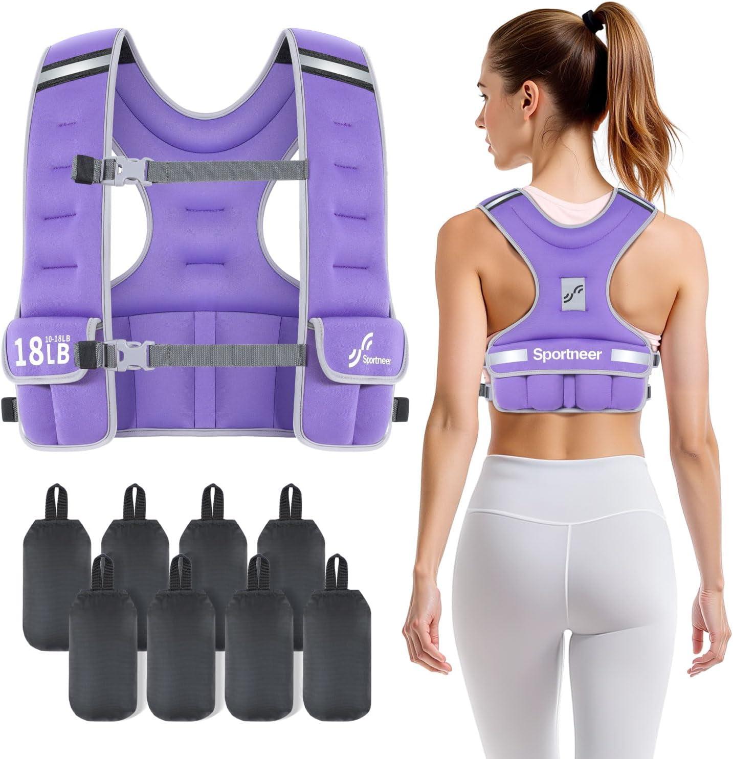 image:imageSportneer Adjustable Weighted Vest Woman 610lb1018lb Weighted Walking Vest for Women with 48 Weight Packs Fast Adjust Comfortable Weight Vest for Home Gym Burn Calories Strength Training VestsPurple