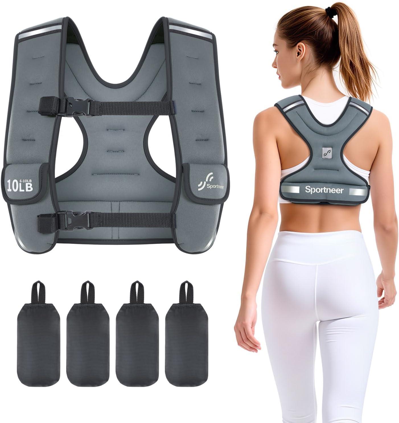 image:imageSportneer Adjustable Weighted Vest Woman 610lb1018lb Weighted Walking Vest for Women with 48 Weight Packs Fast Adjust Comfortable Weight Vest for Home Gym Burn Calories Strength Training VestsGray