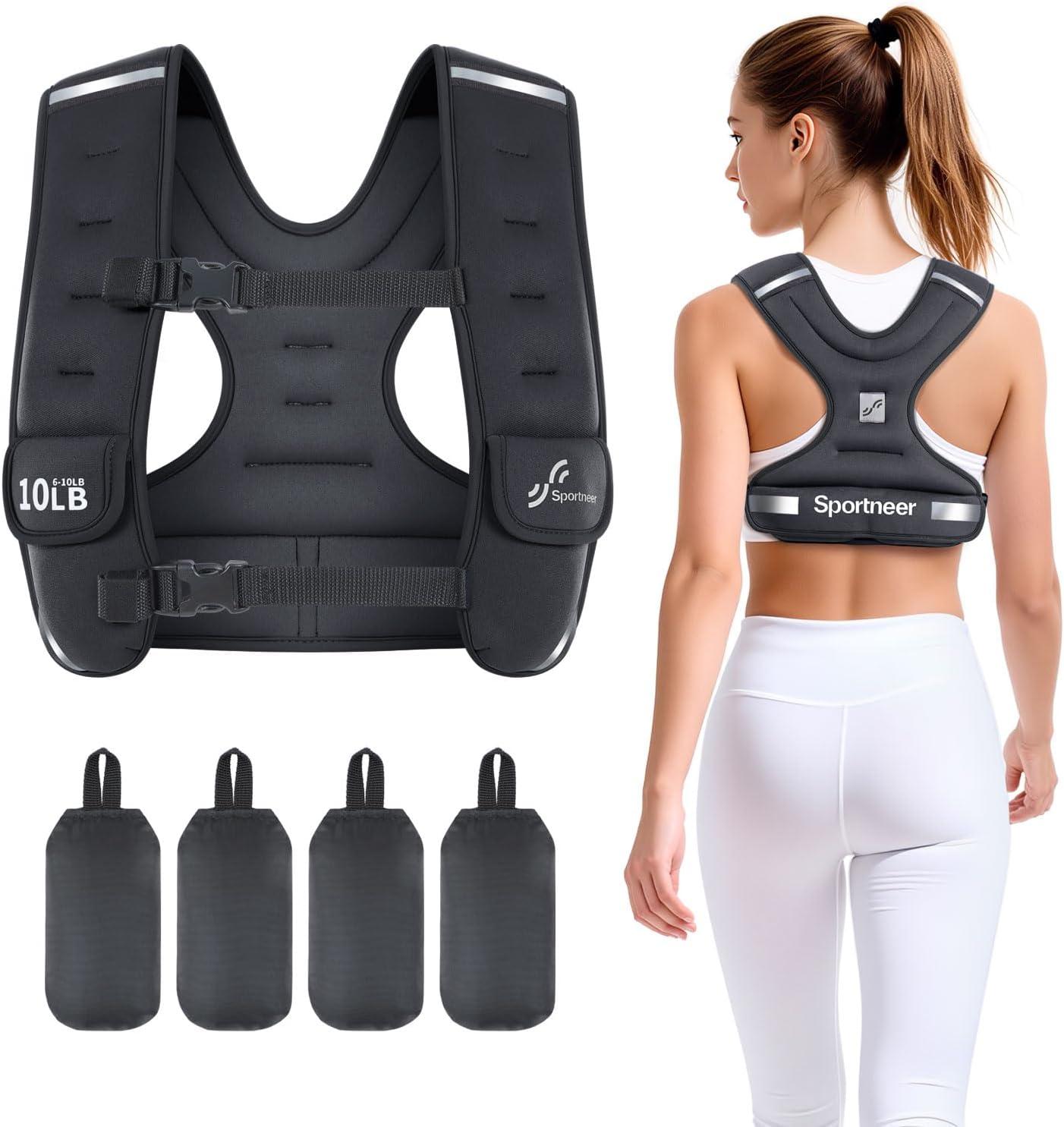 image:imageSportneer Adjustable Weighted Vest Woman 610lb1018lb Weighted Walking Vest for Women with 48 Weight Packs Fast Adjust Comfortable Weight Vest for Home Gym Burn Calories Strength Training VestsBlack