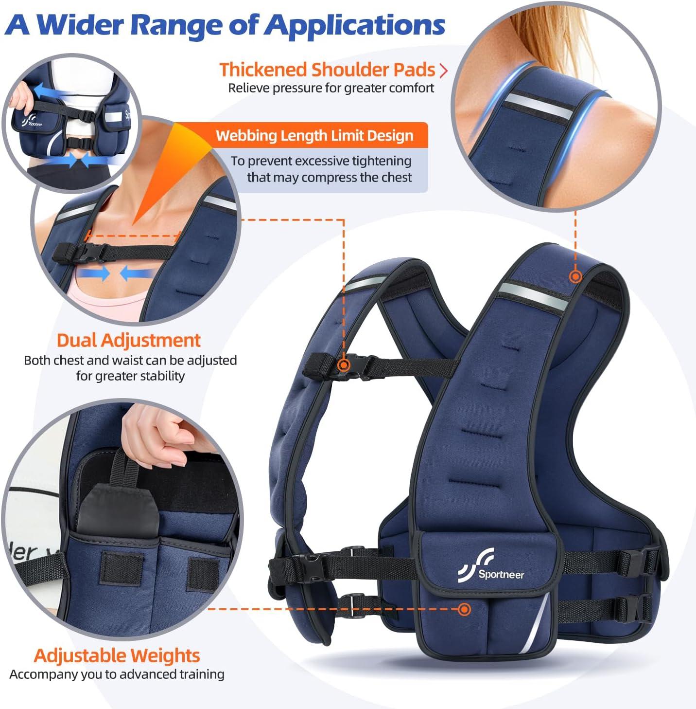 image:imageSportneer Adjustable Weighted Vest Woman 610lb1018lb Weighted Walking Vest for Women with 48 Weight Packs Fast Adjust Comfortable Weight Vest for Home Gym Burn Calories Strength Training VestsBlue