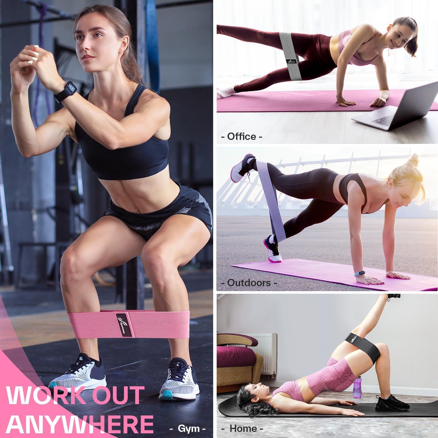 image:imageSportneer Booty Bands for Working Out 4 Resistance Bands for Women Legs Hip and Butt with Workout Bands Guide Fabric Exercise Workout Bands for Gym amp Home Fitness Yoga Starter Set