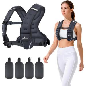 Sportneer Adjustable Weighted Vest Woman: 6-10lb/10-18lb Weighted Walking Vest for Women with 4/8 Weight Packs Fast Adjust Comfortable Weight Vest for Home Gym Burn Calories Strength Training Vests(Black)