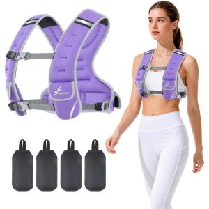 Sportneer Adjustable Weighted Vest Woman: 6-10lb/10-18lb Weighted Walking Vest for Women with 4/8 Weight Packs Fast Adjust Comfortable Weight Vest for Home Gym Burn Calories Strength Training Vests(Purple)