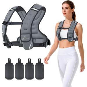 Sportneer Adjustable Weighted Vest Woman: 6-10lb/10-18lb Weighted Walking Vest for Women with 4/8 Weight Packs Fast Adjust Comfortable Weight Vest for Home Gym Burn Calories Strength Training Vests(Gray)
